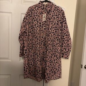 Easel Pink and Black Leopard Print Dress